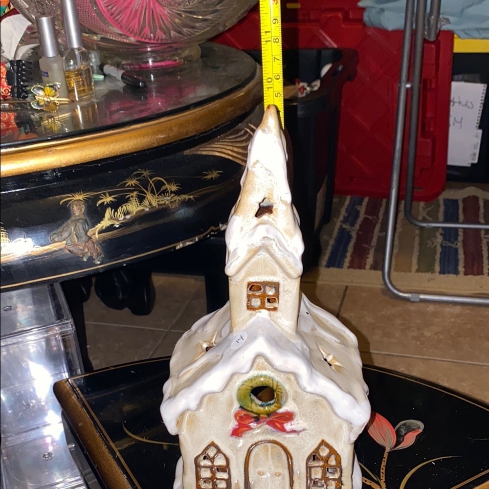 BX46 Vintage Candle Burner Holiday Village House with White and Gold - Picture 8 of 8